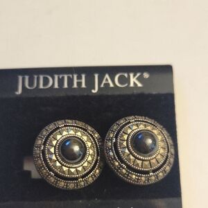 Judith Jack Silver and Black Stud Earrings